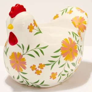 Floral Chicken Pedestal 3-Wick Candle Holder