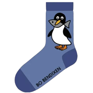 Socken Pinguin mit Fisch