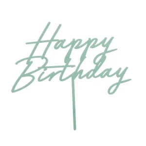 Acryl Kuchentopper Happy Birthday 18cm grün