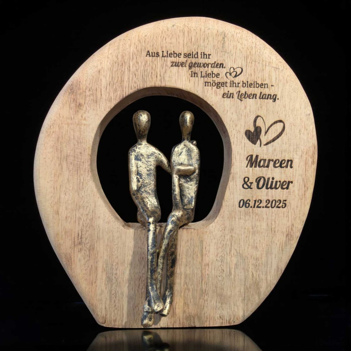 Persönliches Hochzeitsgeschenk 23,5x24x7 cm Deko Skulptur Paar – Bild 5