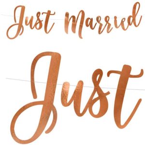Banner "Just married" rosegold