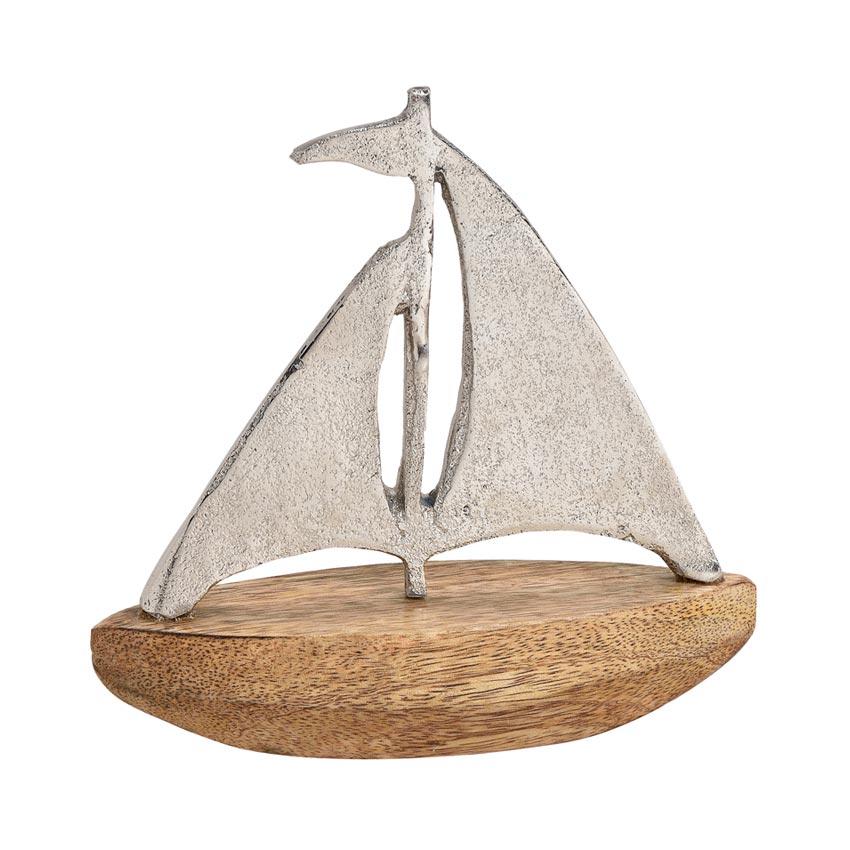 Maritime Deko Segelboot zum Hinstellen silber/natur 17cm – Bild 2