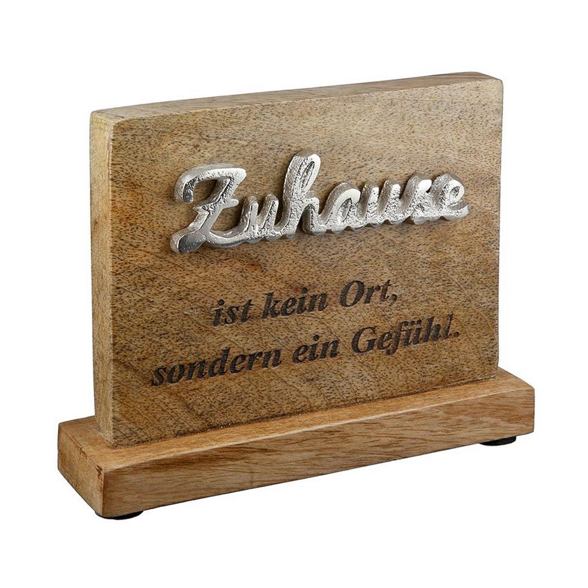 Standbotschaft Zuhause "Zuhause ist kein Ort..." 15cm braun