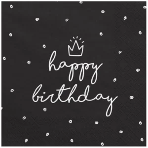 Servietten Happy Birthday schwarz 20er