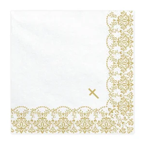 Servietten zur Taufe weiß mit goldenen Ornamenten 20Stk. SP33-64-019