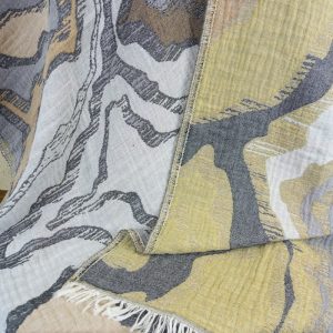 luxuriöses Badetuch reflections mustard ochre anthracite