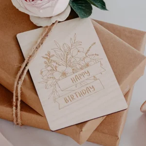 Holzkarte | Blumenstrauss Happy Birthday