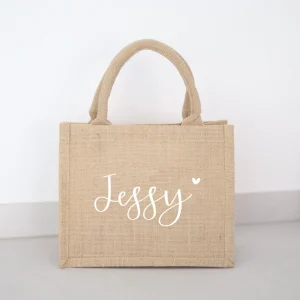 Personalisierte Jutetasche NATUR | Name mit Herz